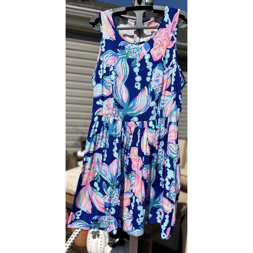 Lilly Pulitzer Fish Dress Preppy Summer Beach Sz 8 Going Coastal